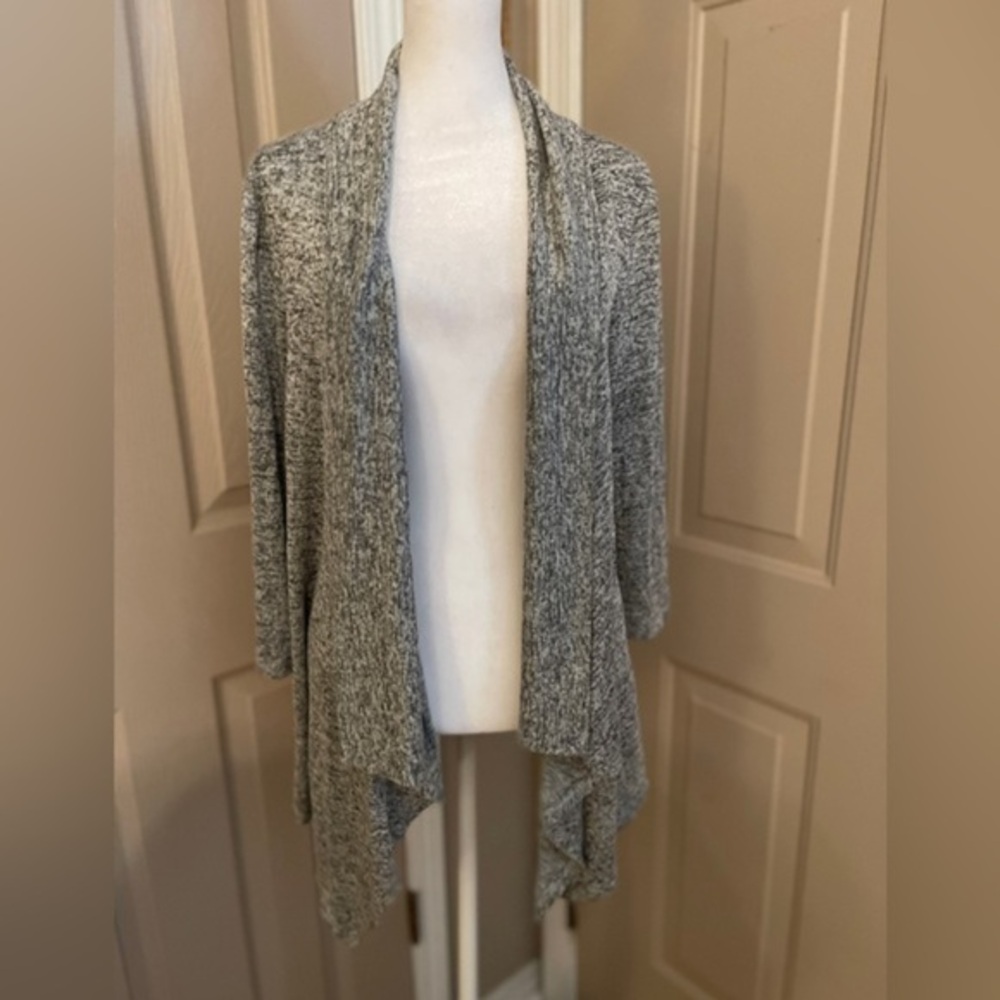 PerSeption Concept heather gray open from 3/4 sleeve shawl collar cardigan Sz XL